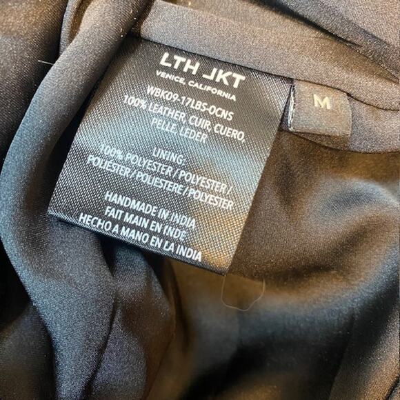 LTH JKT Black Leather Moto Biker Jacket Belted Soft Womens Medium Cropped Punk - Picture 7 of 12